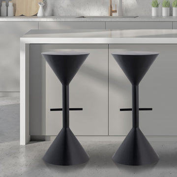Chronos 29.75" Modern Industrial Iron Hourglass Backless Bar Stool with Foot Rest - JONATHAN Y